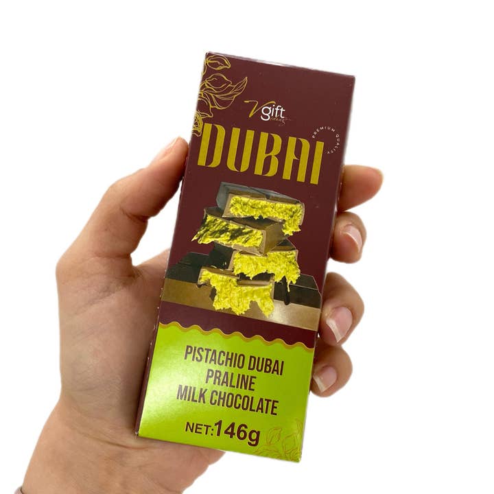 Aladdin - Wholesale Chocolate Bar - V-Gift Pistachio Praline Dubai Chocolate Premium 146g Halal2