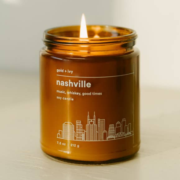 nashville soy candle - standard 7.5 oz. for wholesale by gold + ivy