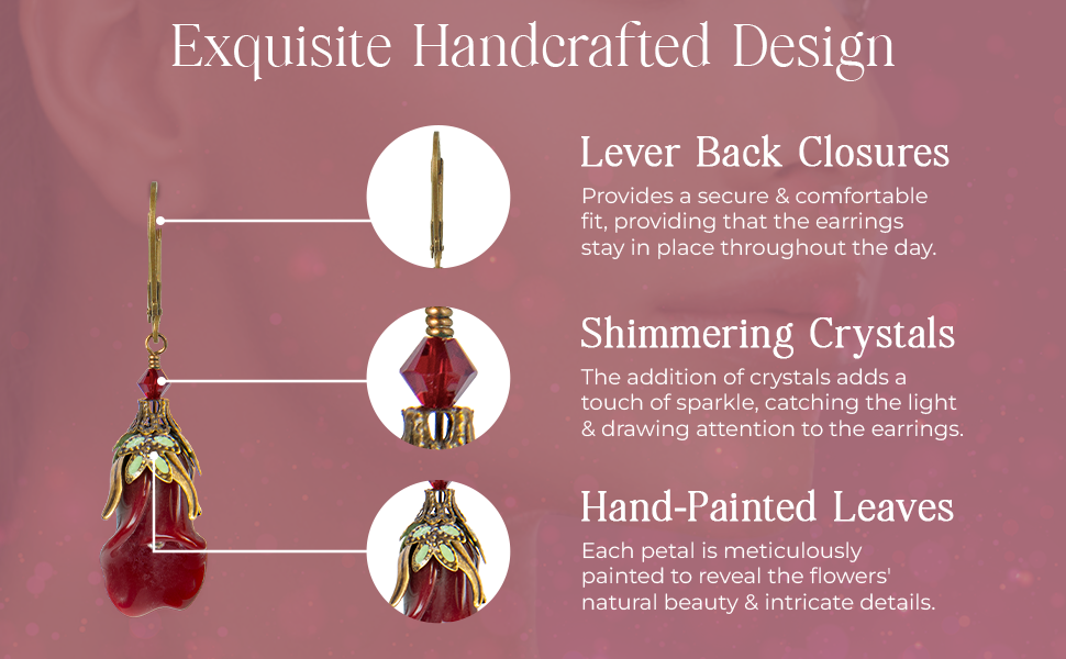 NoMonet - Vente Boucles d'oreilles pendantes - Fairyland : boucles d'oreilles florales paisibles avec feuilles peintes à la main7