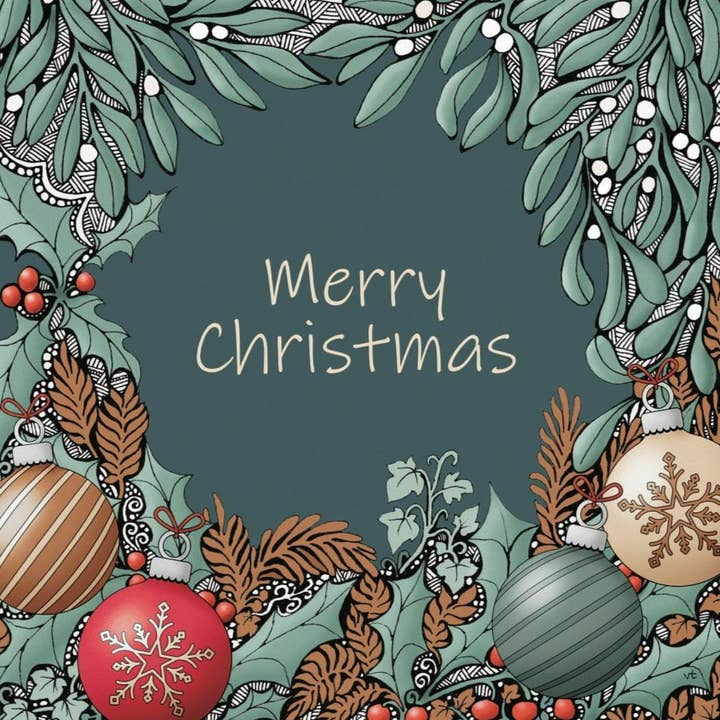 Baubles & Mistletoe - Merry Christmas - XE2034 for wholesale by Alff a Bet Design