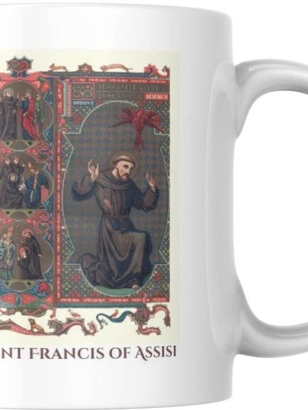 Saint Francis Assisi Religious Catholic Ceramic Coffee Mug for wholesale by Sal Et Lux
