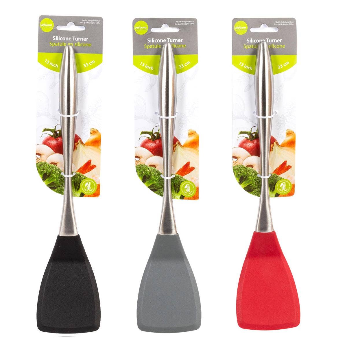 Luciano Gourmet - Vente Assortiment d'ustensiles de cuisine - Ensemble d'ustensiles de cuisine en silicone L.Gourmet en acier inoxydable2