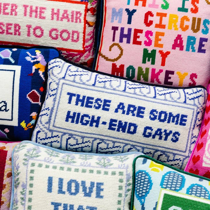Furbish Studio - Wholesale Throw/Decorative Pillow - High-End Gays Needlepoint Pillow3