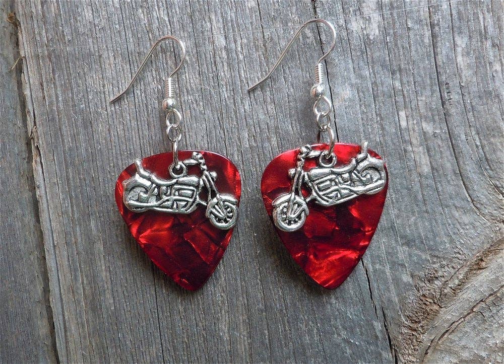 Simply Raevyn - Wholesale Dangle Earrings - Motorcycle Charm Guitar Pick Earrings45