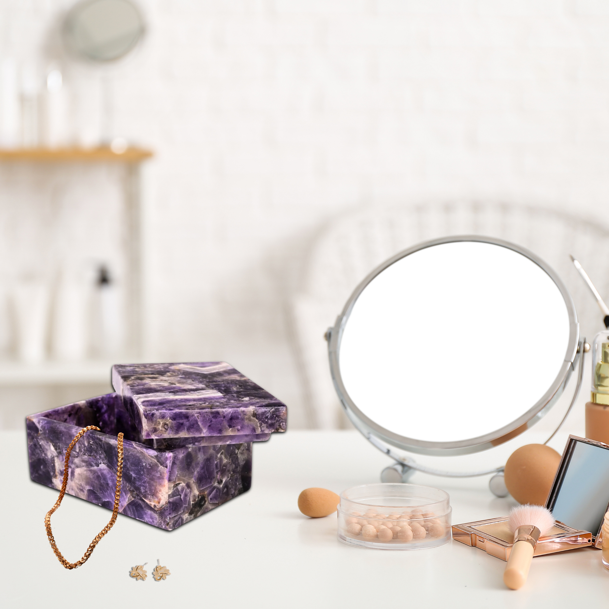 Serein Wellness - Vendita all'ingrosso Portagioie/organizer per gioielli - Portagioie in ametista, contenitore multiuso in cristallo viola6