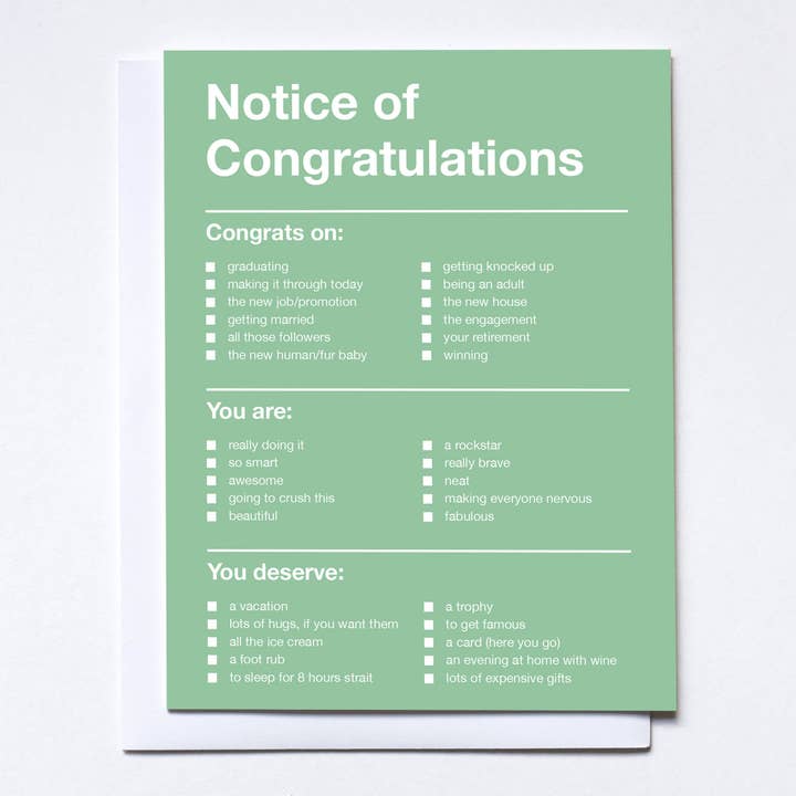Notice of Congratulations for wholesale by Whatever Forever Press
