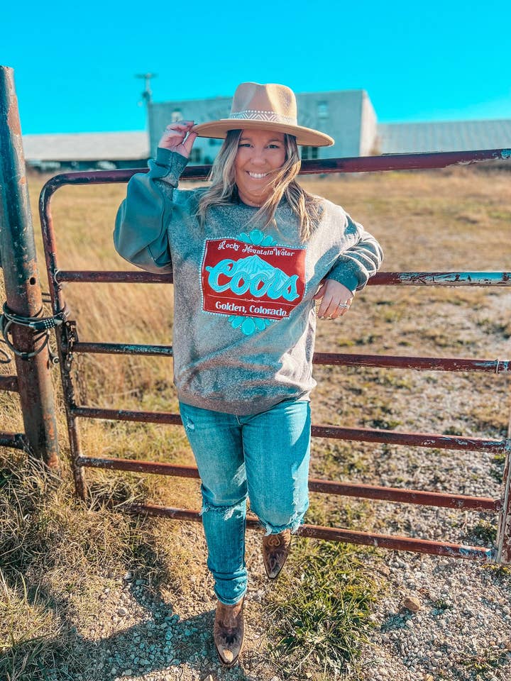 COORS RODEO BLEACHED SWEATSHIRT for wholesale by Southern Babe Wholesale