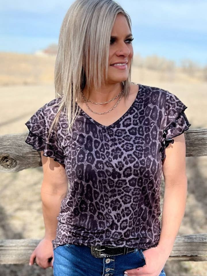 Sterling Kreek - Wholesale Blouse - Women's - The Night Leopard Top