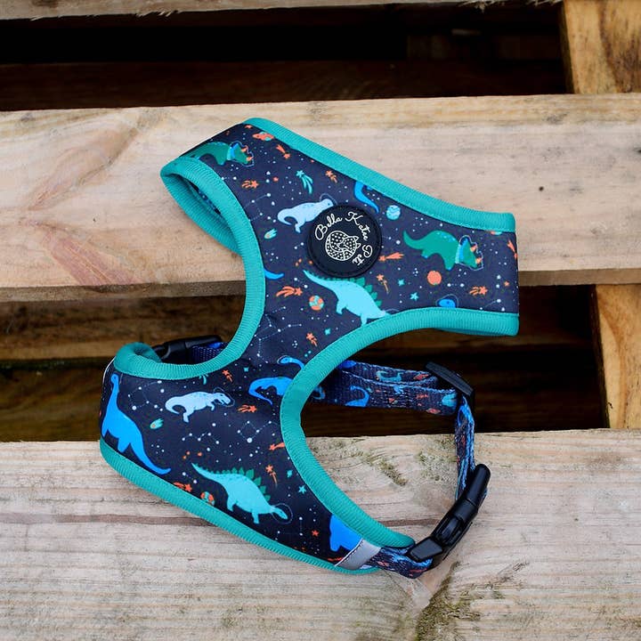 Harnais réversible pour chien Dinosaurs - Galactasaurus pour la vente par Bella Katee Pets