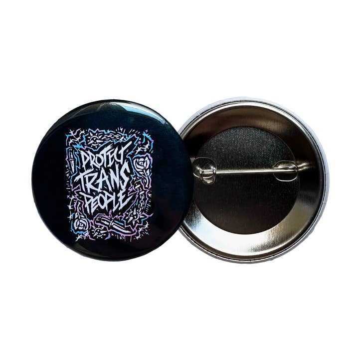 Protect Trans People Pin/Button for wholesale by Transfigure Print Co.