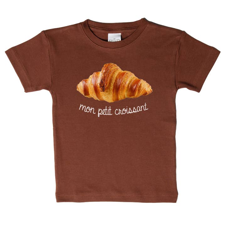 Spunky Stork – Großhandel T-Shirt mit Siebdruck – Kinder – Mon Petit Croissant Französisches Baby Kleinkind Shirt aus Bio-Baumwolle