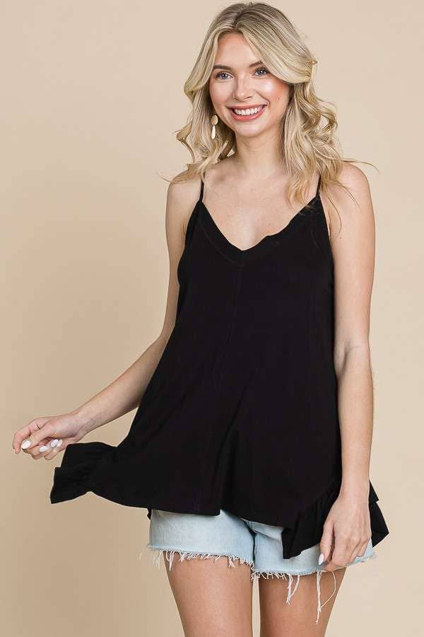 Culture Code - Wholesale Camisole - Women's - CJC1603 - SIDE RUFFLE LOOSE FIT CAMI1