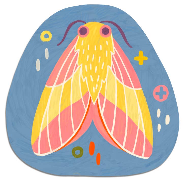 Yellow Moth Sticker for wholesale by Mirka Hokkanen