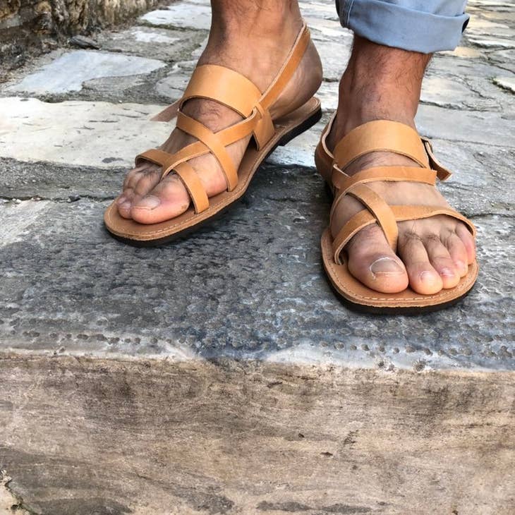 Slingback sandalen leren sandalen voor heren Griekse sandalen