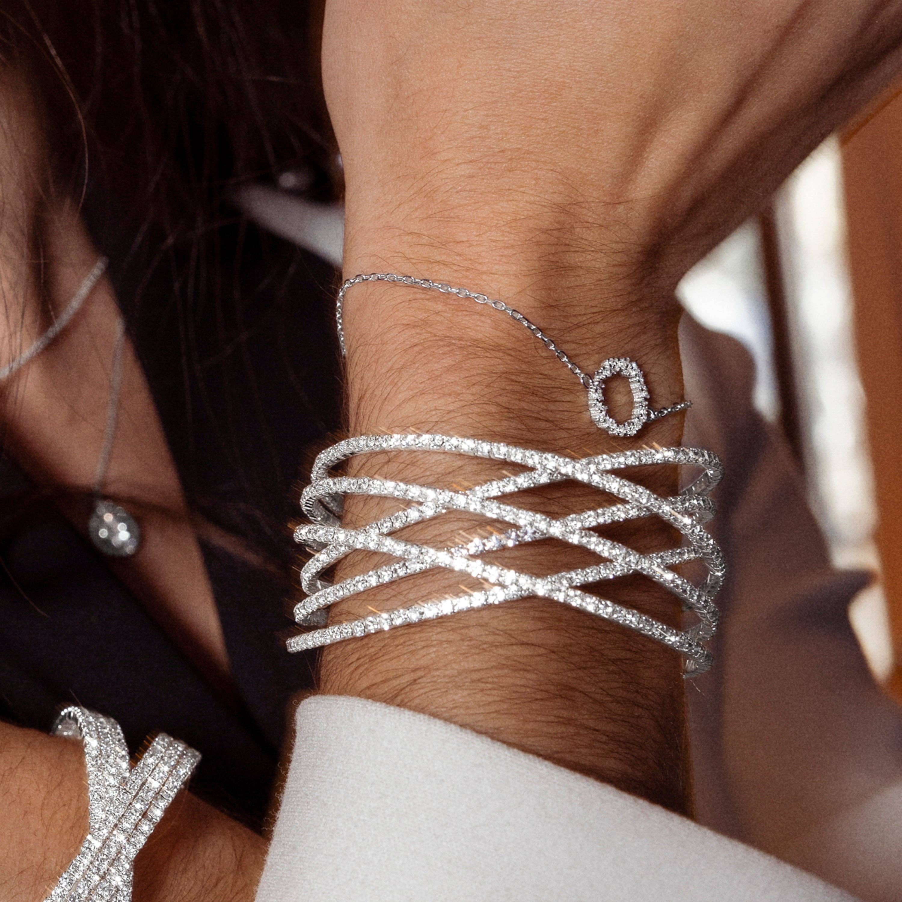 Luxenter - Vendita all'ingrosso Bracciale a polsino - Bracciale finito in rodio - Mobu3