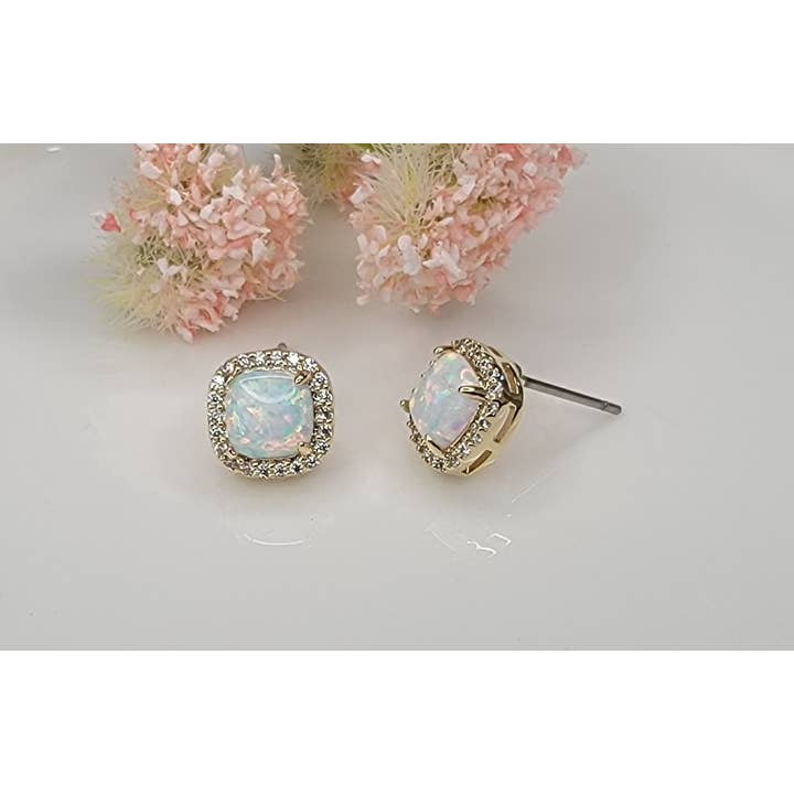 BETTYOH INC - Wholesale Stud/Post Earrings - LAB GROWN OPAL STUD EARRINGS.8
