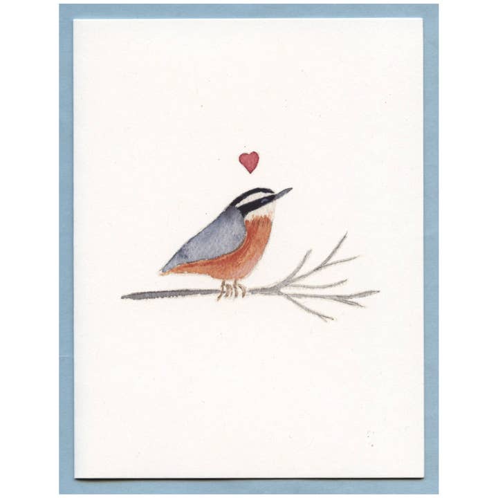 Red-Breasted Nuthatch Love - Blank Card for wholesale by Zucchini Fish