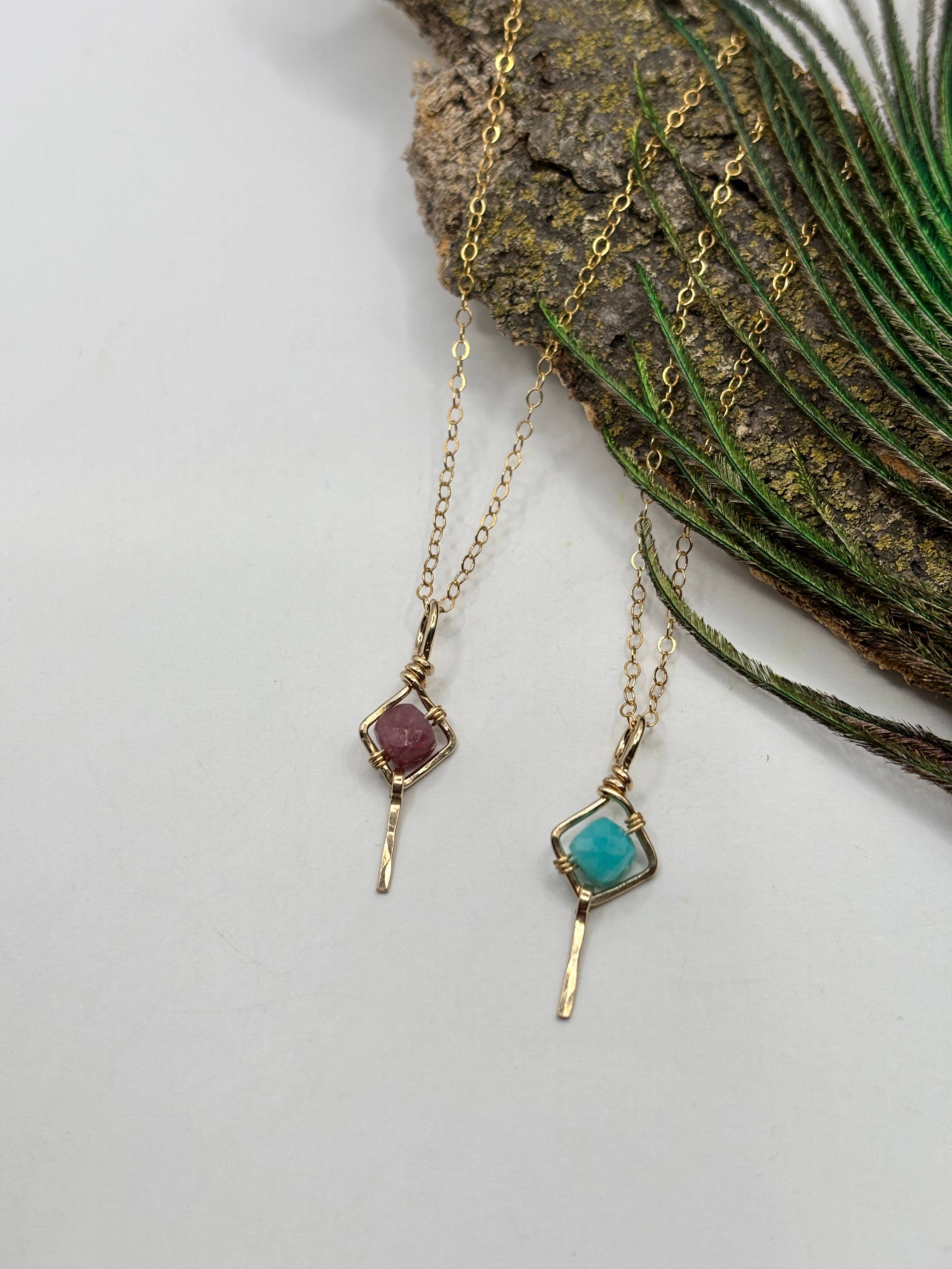 Rachel Renee Jewelry - Wholesale Pendant/Charm Necklace - VERA Dainty Square Gemstone Necklace - More Color Choices 2