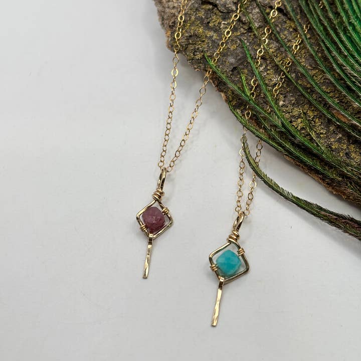 Rachel Renee Jewelry - Wholesale Pendant/Charm Necklace - VERA Dainty Square Gemstone Necklace - More Color Choices 2