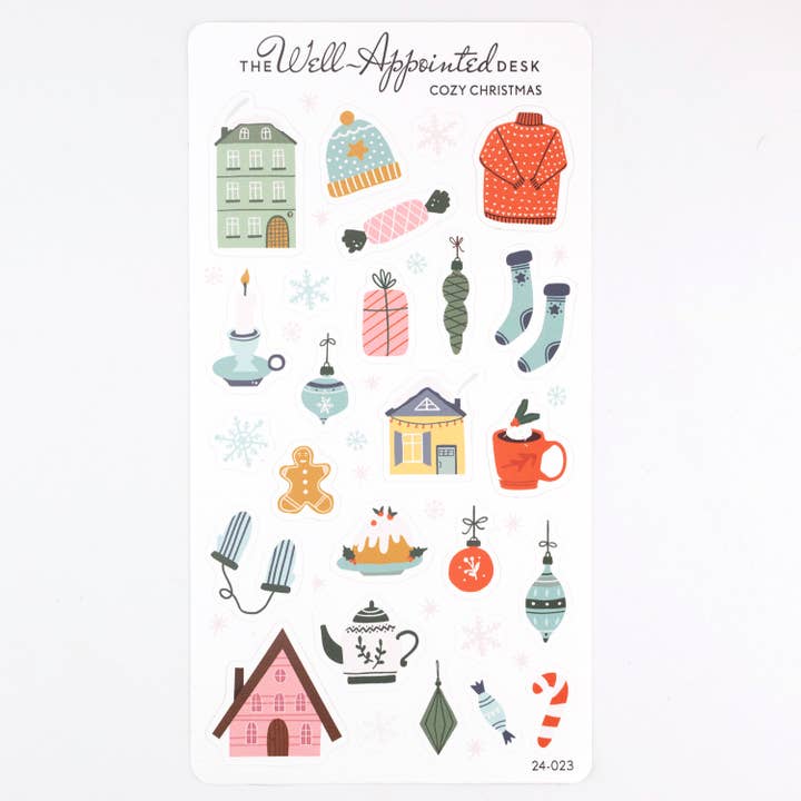 Foglio di Adesivi Natalizi Accoglienti (24-023) per la vendita all'ingrosso da parte di The Well-Appointed Desk