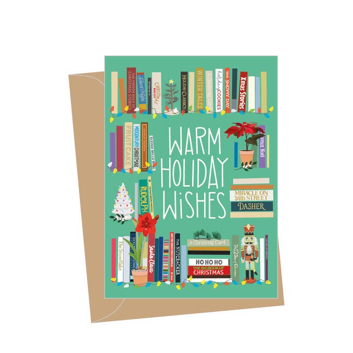 Mini Holiday Bookshelf, Folded Enclosure Cards for wholesale by Apartment 2 Cards