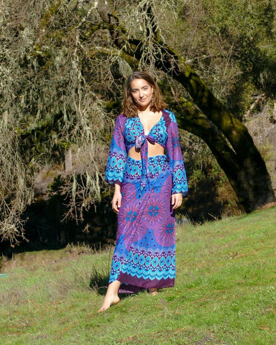 Zig Zag Asian Collection - Wholesale Blouse - Women's - Vivid Floral Mandala Wrap Top8