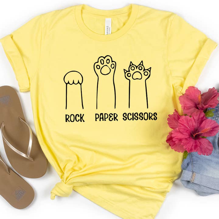 Sister Ray - Wholesale T-Shirt (Graphic) - Women's - Rock Paper Scissors Funny Cute Cat Graphic T-Shirt1