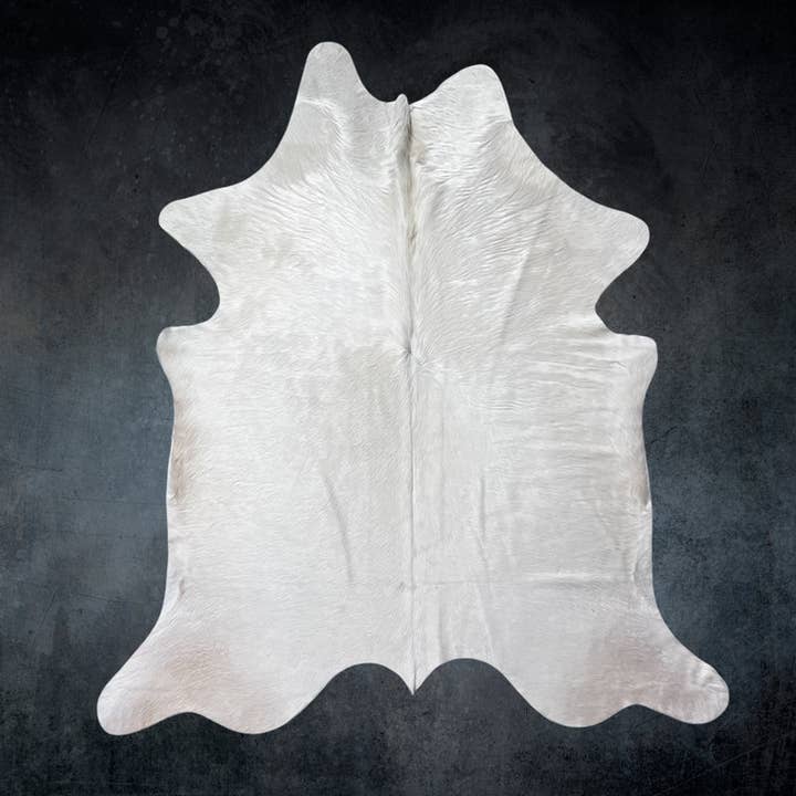 Large White Cowhide Rug Size 6.4x 6.8 ft ---5282 for wholesale by Rodeo