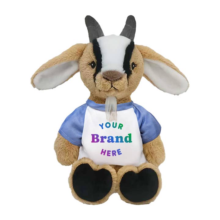 9" Customizable Plush Nubian Goat for wholesale by Plushology® by RGU