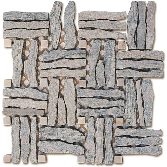 Natural Stone Basketweave Interlocked Mosaic Blend for wholesale by Intrend Tile