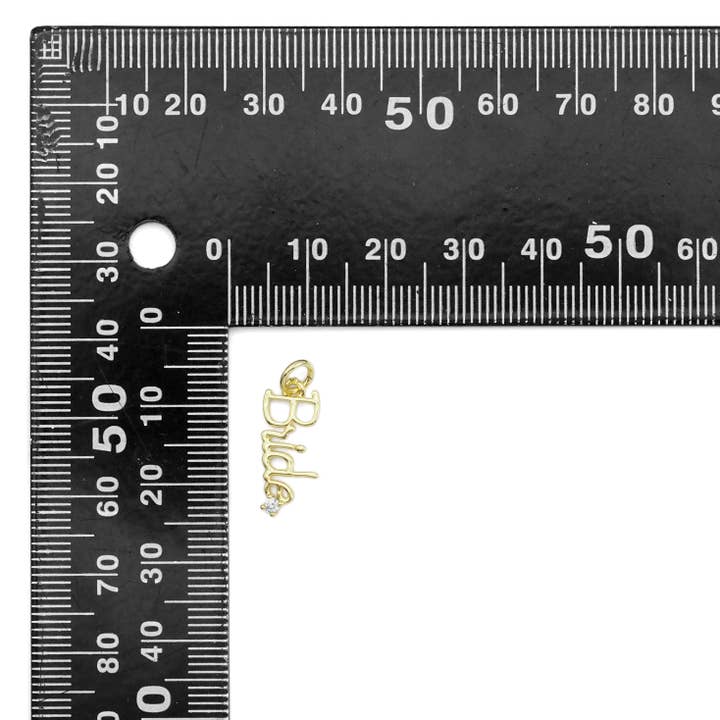 BestBeads&Beyond - Wholesale Individual Charm/Pendant - Gold Silver CZ Bride word diamond Charm, Sku#Z14732