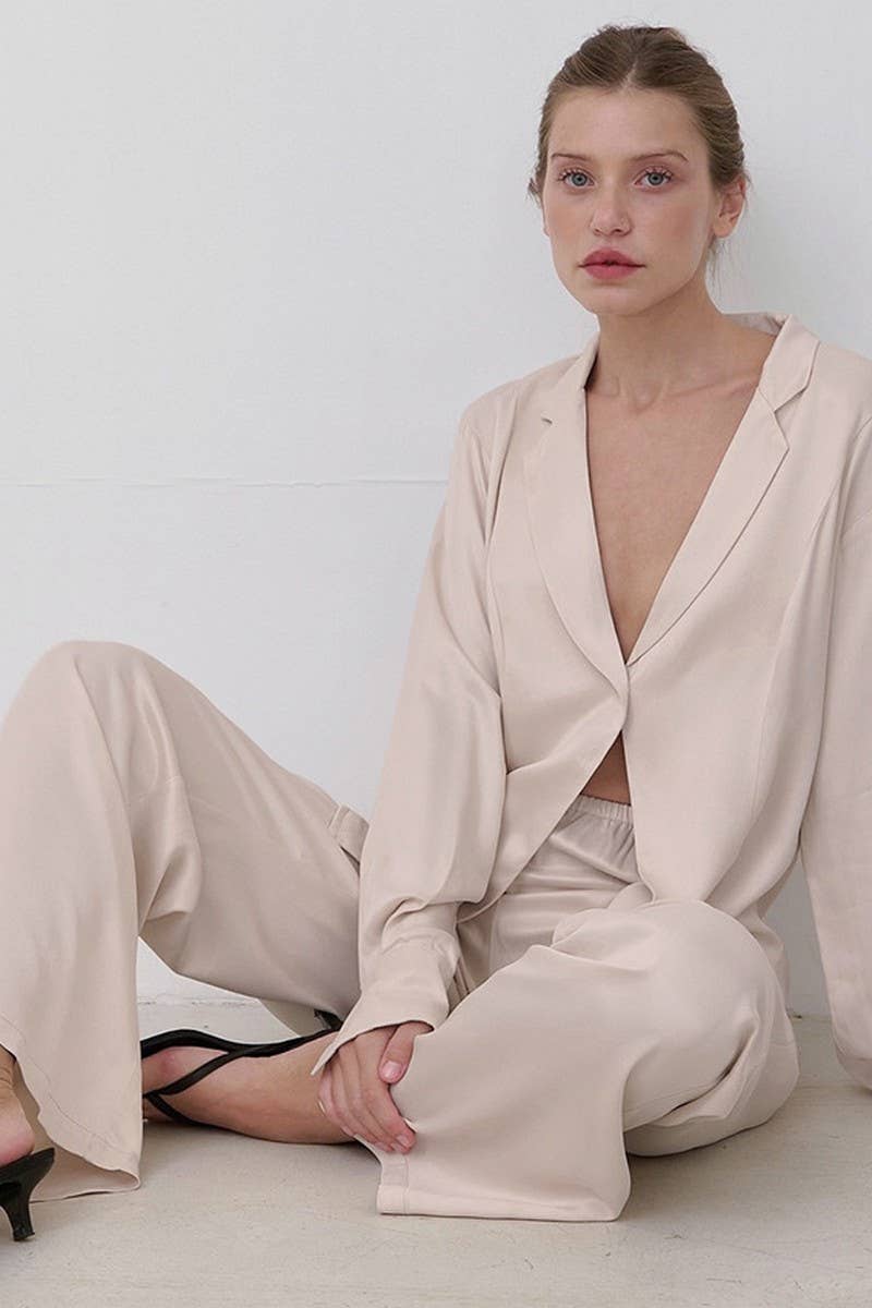 NINEXIS - Vente Haut et bas de pyjama – femme - ENSEMBLE DE PYJAMA DEUX PIÈCES À MANCHES LONGUES AMPLE CWSPJ02887