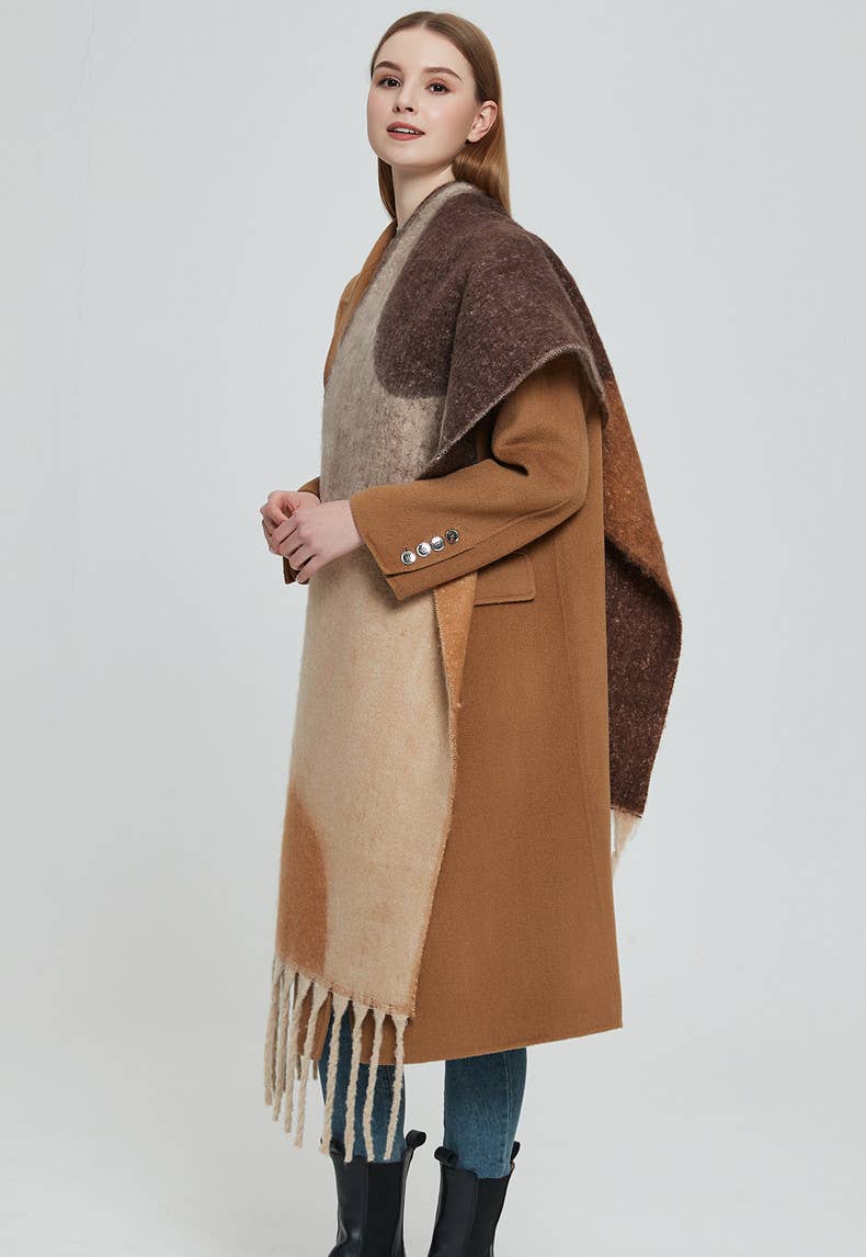 Adorro - Wholesale Scarf - Women's - Soft Chunky Abstract Fleece Scarf With Tassel (8 colors)16