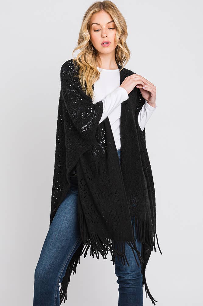 Hana - Wholesale Cardigan - Dames - Paisley Pattern Fringe Ruana22