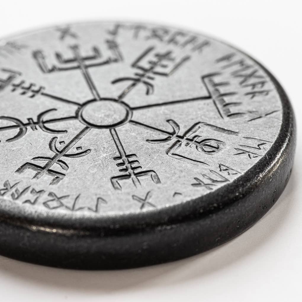 Shire Post Mint - Wholesale Keepsake Coin/Token - Norse Dual Stave in Iron, Vegvisir and Helm of Aw4