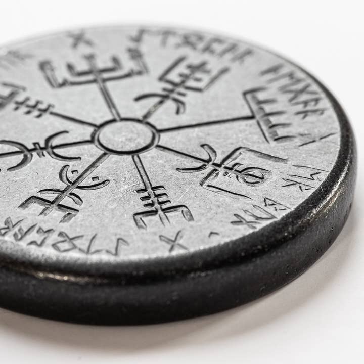 Shire Post Mint - Wholesale Keepsake Coin/Token - Norse Dual Stave in Iron, Vegvisir and Helm of Aw4