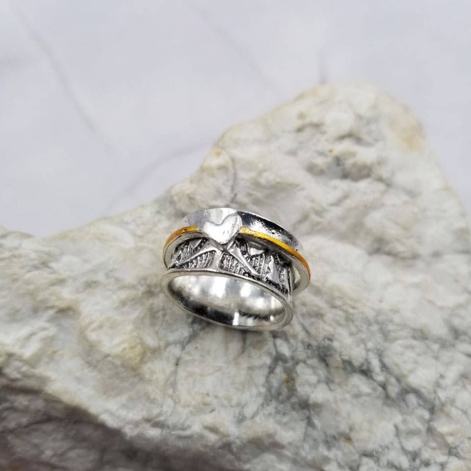 The Pretty Jewellery - Venta al por mayor Anillo de banda/apilable - Anillo Giratorio Vintage Corazón - Día de San Valentín