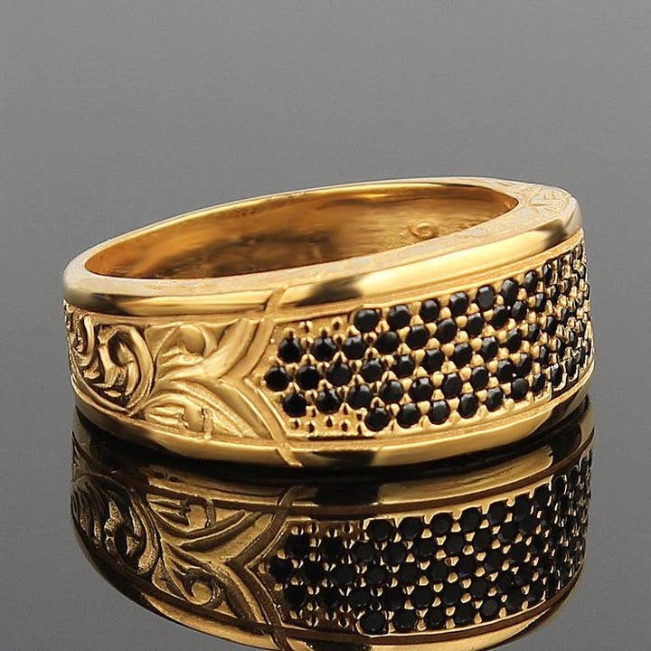 Mens Wedding Band with Black Diamonds for wholesale by Ephesus Jewelry