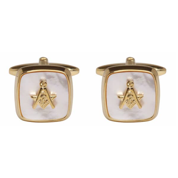 Emblema massonico in madreperla goffrato con «G» - placcato in oro per la vendita all'ingrosso da parte di Dalaco - incorporating David Aster