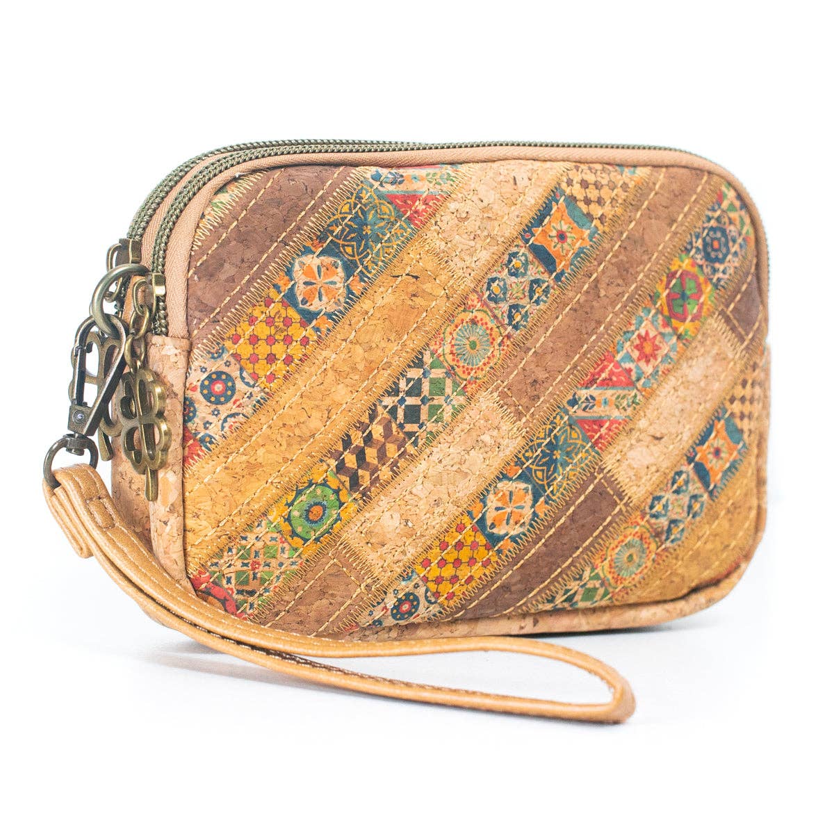Meninas Bonitas Cork - Wholesale Clutch Bag - Women's - Natural Cork Patchwork Embellished Clutch for Women BAGF-05913