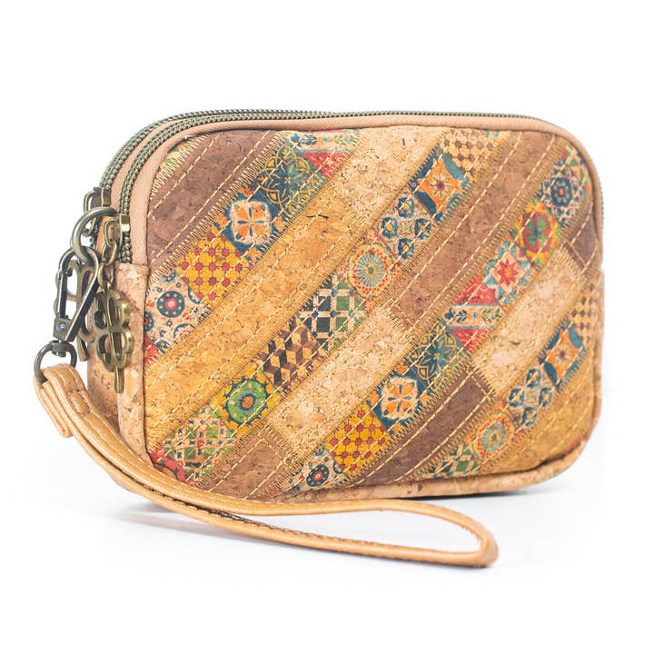 Meninas Bonitas Cork - Wholesale Clutch Bag - Women's - Natural Cork Patchwork Embellished Clutch for Women BAGF-05913