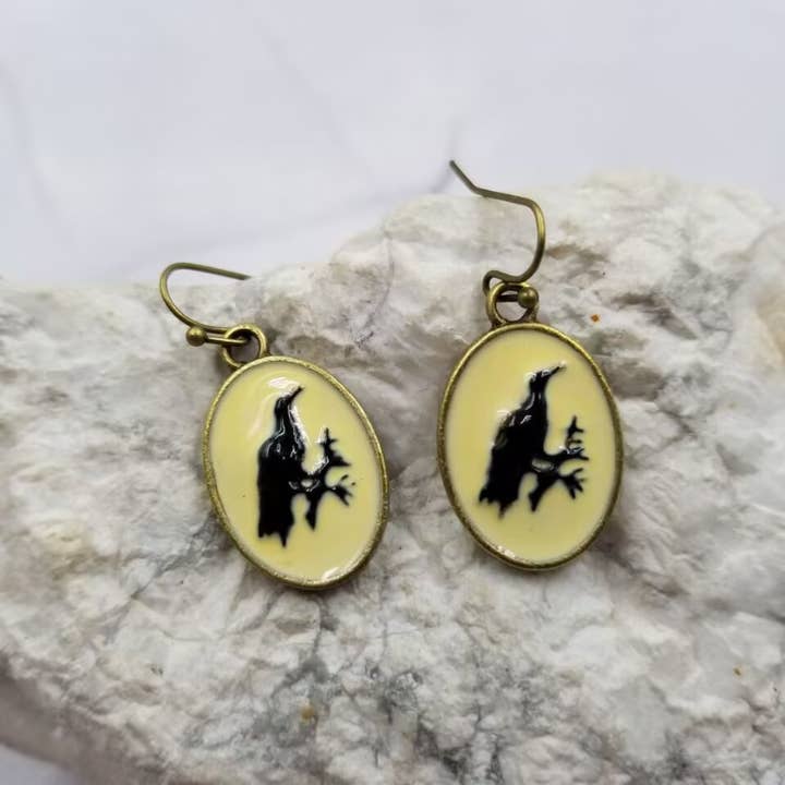 The Pretty Jewellery - Wholesale Dangle earrings - Gothic Black Crow Earrings - Halloween1