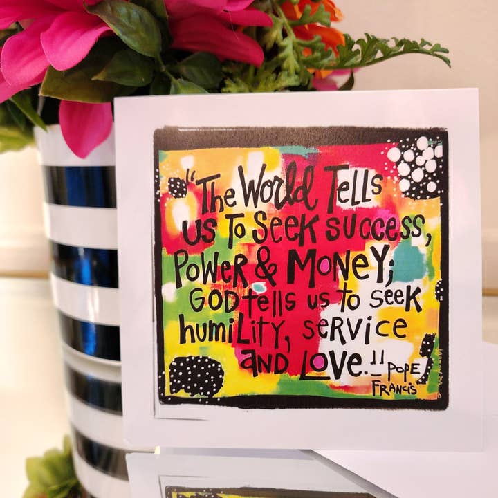 Tarjeta de felicitación en blanco del Papa Francisco para venta al por mayor de Julie Abbott Art
