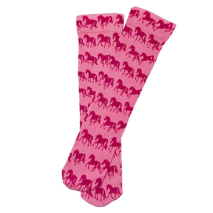 Pink AWST Int'l Children's Lila Frolicking Horse Socks for wholesale on Faire