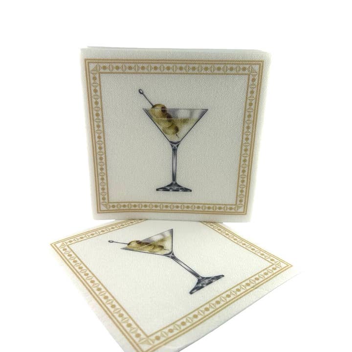 Maven Home - Wholesale Disposable Napkin - Linen-Feel Cocktail Napkins, Martini1