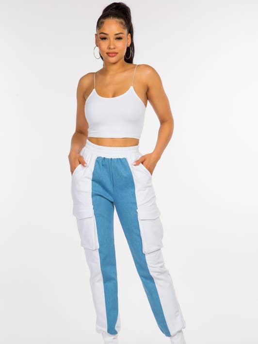 049-815 Set - Pantaloni cargo combinati in spugna francese con top per la vendita all'ingrosso da parte di LABIJOU