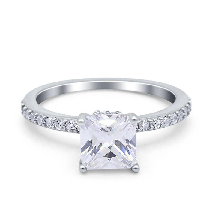 Cushion Cut Art Deco Vintage CZ Accents Wedding Bridal Ring for wholesale by Blue Apple Imports