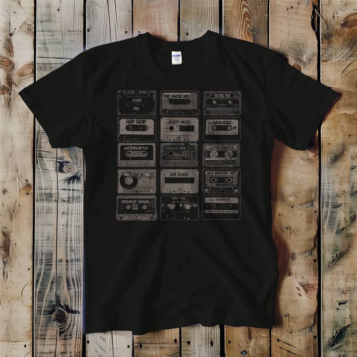 Swift Retail - Wholesale T-Shirt (Graphic) - Unisex - Tonal Cassette Tapes Grid Unisex Tee