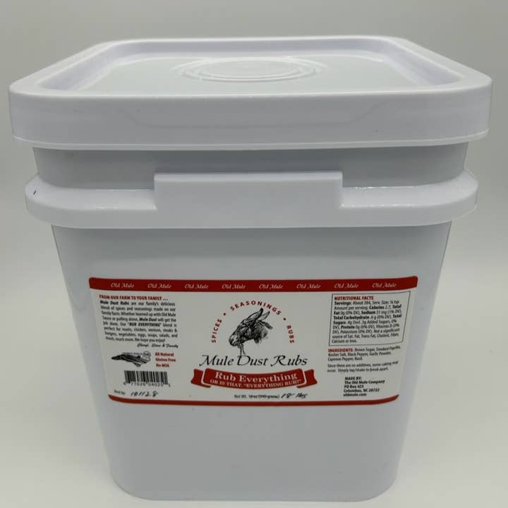 9.1 - Rub Everything 18 lb Plastic Pail for wholesale by Old Mule Sauces