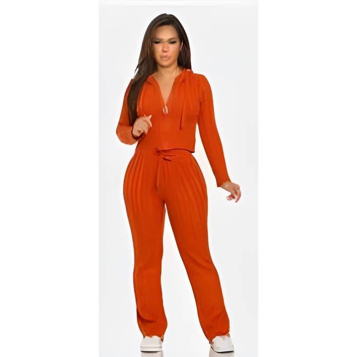 Esmeray Clothing - Wholesale Top & Pant Set (NOT Loungewear) - Women's -
RIBBED HOODIE FLARE SET
